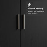 Madesa 2 Door 2 Drawer Storage Cabinet Wardrobe with Shelf and Hanging Space 31" L Wooden Armoire Closet Organization Unit for Bedroom and Office (Black) Madesa