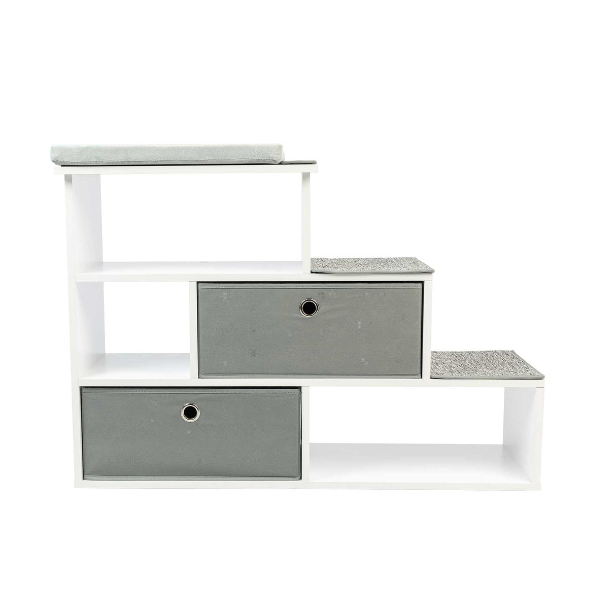 PetFusion Pet Step Window Perch Bookshelf w/ Storage Baskets 28” Tall Dog and Cat Perch, 8” Stair Height Multi-Functional Modern Furniture w/ Carpeted Step Pads & 1” Thick Premium Foam Pad PetFusion