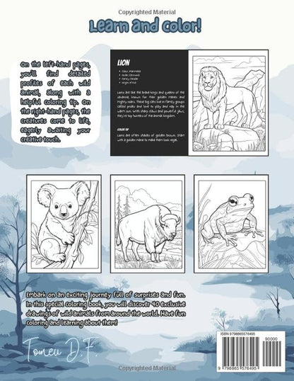 Wild Animals Coloring Book for Kids: Learn and Fun with Amazing Facts (Learn and Color with Wonders of Nature)