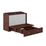 AFI, Southampton Murphy Bed Chest Full with 6" Mattress, Built-in USB Charger & Storage Drawer, Walnut AFI