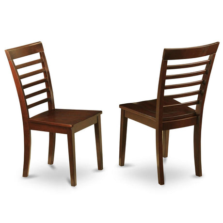 East West Furniture Milan Kitchen Dining Ladder Back Solid Wood Seat Chairs, Set of 2, Mahogany East West Furniture