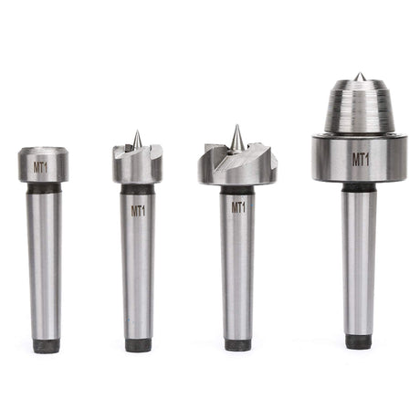 4Pcs Turning Tool Turning Center Set Drive Spur Cup Arbor Lathe Turning Lathe Live Center for for Wood & Metalworking Lathe with Box (MT1) spur center for wood lathe wood turning tools Turning Tools KUIDAMOS