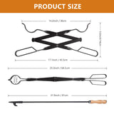 Heavy Duty 32” Long Fireplace Fire Pit Campfire Poker Stick and 26” Fireplace Tongs Tool Sets, Log Grabber, Rust Resistant Black Finish Camping Fireplace Tools for Indoor/Outdoor himaly