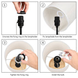 HAITRAL Bedside Table Lamp - Modern Nightstand Lamp with Linen Fabric Shade Wooden Desk Lamps for Bedrooms, Office, College Dorm, Dinning Room, Girls Room - 16 Inches (HT-AD005) HAITRAL