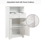 Tangkula Bathroom Floor Cabinet, Storage Cabinet w/Open Shelf, 2 Doors & 2 Adjustable Drawers, Standing Cupboard for Kitchen, Bathroom Cabinet for Living Room Home Office (White) Tangkula