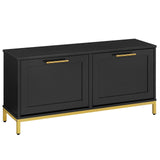 HOOBRO Shoe Bench with Storage, Shoe Storage Bench with 2 Flip Drawers, 39.4" Shoe Cabinet with Bench, Hidden Shoe Rack Organizer for Entryway, Foyer, Hallway, Mudroom, Black and Gold DB48HX01 HOOBRO