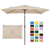 JEAREY 6.5x10 ft Rectangular Patio Umbrellas Outdoor Market Umbrella with Push Button Tilt and Crank, Rectangle Table Umbrella 6 Sturdy Ribs UV Protection for Pool Garden Backyard Deck, Beige JEAREY