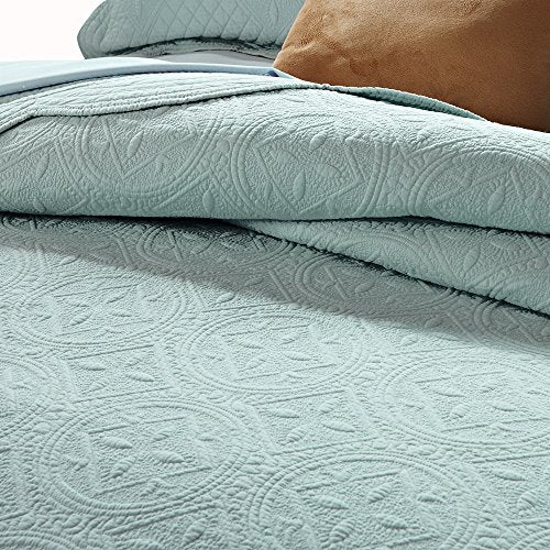 Calla Angel Sage Garden Luxury Pure Cotton Quilt, King, Light Aqua Calla Angel
