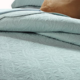 Calla Angel Sage Garden Luxury Pure Cotton Quilt, King, Light Aqua Calla Angel