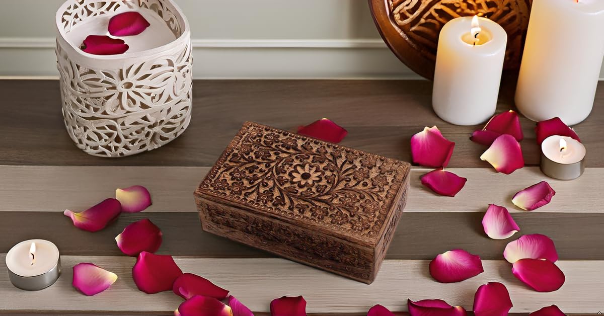 Great Birthday Gift Ideas Handmade Decorative Wooden Jewelry Box Jewelry Organizer Keepsake Box Treasure Chest Trinket Holder Watch Box Storage Box Housewarming Gifts Women The Great Indian Bazaar