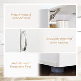 HOMCOM 66" Buffet with Hutch, Freestanding Kitchen Pantry with 2 Large Cabinets, 1 Pull Up Cabinet, 3 Drawers & Wide Countertop, White HOMCOM