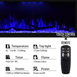 Masarflame Luxurious 60" Electric Fireplace, Wall Mounted&in Wall Recessed Fireplace Heater, Adjustable Flame Color & Top Light, Remote&Touch Control with Timer&Thermostat, Log & Crystal Set Masarflame