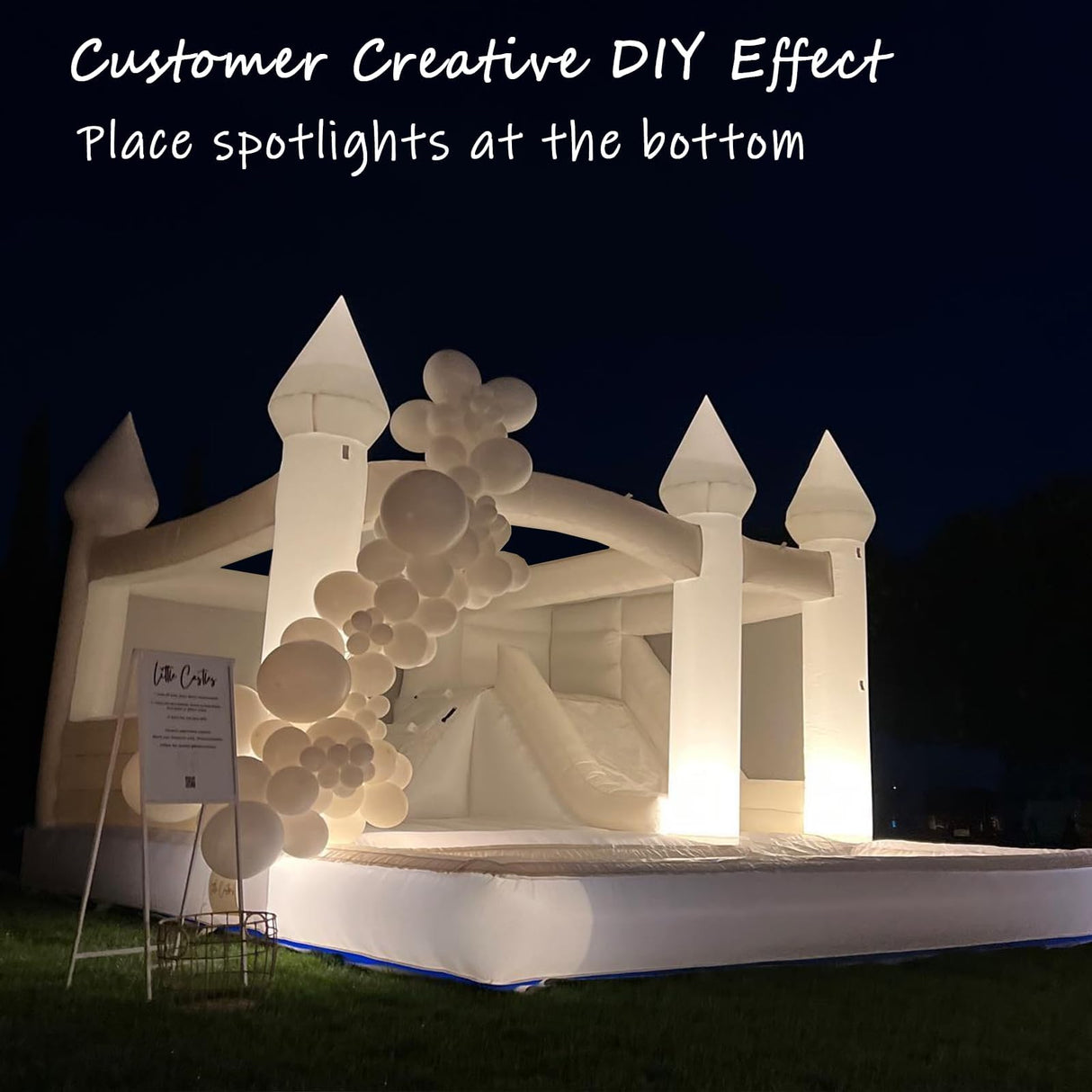 Adults lnflatable White Bounce House for Kids, Commercial 100% PVC 15FT Large Bounce House Castle Outdoor, w/Slide & Ball Pit, Wedding Birthday Party Decorations(1100W Blower) Inflantteble