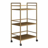 Novogratz Helix Small Bar Cart for the Home, 3 Tier Rolling Cart With Wheels, Kitchen Cart with Storage for Beverages and Wine, Gold Novogratz
