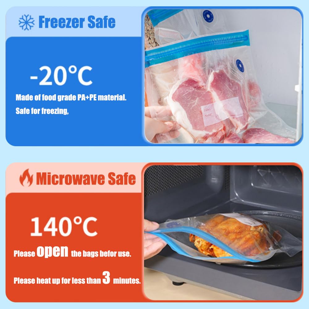 Sous Vide Bags,15pcs Large Size 11.8x13.4in/30x34cm Reusable Vacuum Sealer Bags,BPA Free Zipper Bag,4 Sealing Clips, for Food and 3D Printer Filament Storage - WoodArtSupply