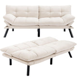 Velvet Convertible Futon Sofa Bed,71" Comfy Loveseat Sleeper Sofa with Adjustable Backrest Armrest, Strengthen Solid Wood, 7" Thicken Cushion, Small 2 Seater Twin Futon Couch for Living Room Bedroom Miscoos