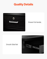 VEVOR Reception Desk, 55Inch L-Shaped Front Counter Table, Office Reception Counter with Drawer Keyboard Tray and Storage Cabinet, for Checkout, Lobby, Beauty Salon & Office, Black VEVOR