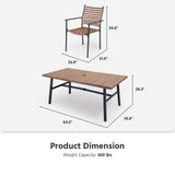 LAUSAINT HOME Outdoor Patio Dining Set 7 Pieces, Outdoor Rattan Dining Table and Chairs Set with Metal Table and Umbrella Hole, Patio Furniture Sets for Garden Backyard Deck Balcony LAUSAINT HOME