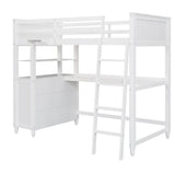 Twin Size Loft Bed with Desk and Storage by Harper & Bright Designs - Solid Wood Frame in White Harper & Bright Designs