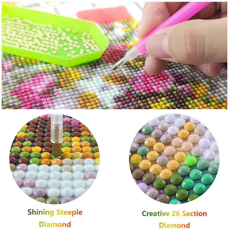 Diymood DIY 5D Diamond Painting Kits for Adults Landscape - Diamond Art Kits for Adults Red Tree Bridge | Full Drill Round | Crystal Mosaic Picture | Beginner | Home Wall Decor | 16x20inch Diymood