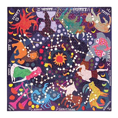 eeBoo Piece and Love Zodiac Constellation 1000-piece Square Adult Jigsaw Puzzle Glow in The Dark, Jigsaw Puzzle for Adult and Families, with Glossy, Sturdy Pieces and Minimal Puzzle Dust eeBoo