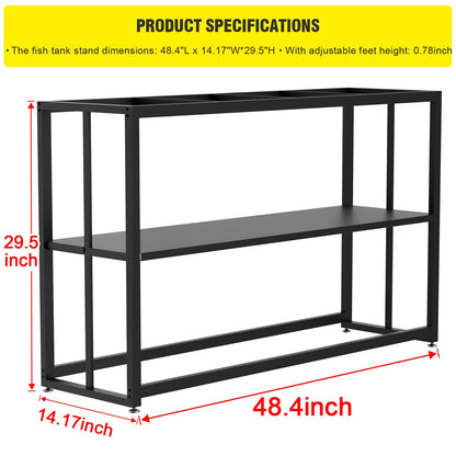 Likeem Fish Tank Stand Metal Aquarium Stand 55 Gallon Aquarium Turtle Tank 48.4" x 14.17" x 29.5" - WoodArtSupply