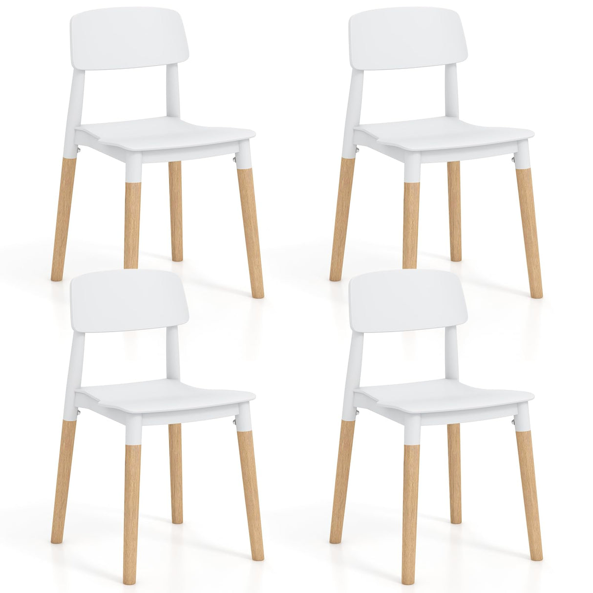 Giantex Wooden Dining Chairs Set of 4, Modern Dining Side Chairs Set w/Ergonomic Backrest, Wide Seat & Sturdy Wooden Legs, Armless Kitchen Chairs for Dining Room Living Room Restaurant Cafe (White) Giantex