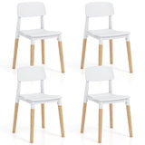Giantex Wooden Dining Chairs Set of 4, Modern Dining Side Chairs Set w/Ergonomic Backrest, Wide Seat & Sturdy Wooden Legs, Armless Kitchen Chairs for Dining Room Living Room Restaurant Cafe (White) Giantex