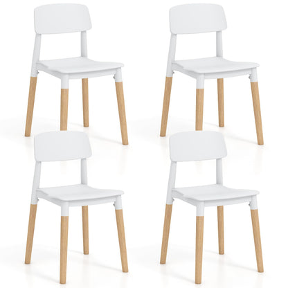 Giantex Wooden Dining Chairs Set of 4, Modern Dining Side Chairs Set w/Ergonomic Backrest, Wide Seat & Sturdy Wooden Legs, Armless Kitchen Chairs for Dining Room Living Room Restaurant Cafe (White)