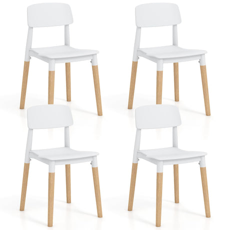 Giantex Wooden Dining Chairs Set of 4, Modern Dining Side Chairs Set w/Ergonomic Backrest, Wide Seat & Sturdy Wooden Legs, Armless Kitchen Chairs for Dining Room Living Room Restaurant Cafe (White) Giantex