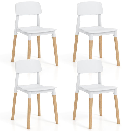 Giantex Wooden Dining Chairs Set of 4, Modern Dining Side Chairs Set w/Ergonomic Backrest, Wide Seat & Sturdy Wooden Legs, Armless Kitchen Chairs for Dining Room Living Room Restaurant Cafe (White)