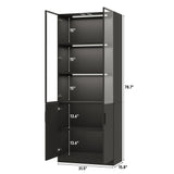 chartustriable 79" Tall Display Cabinet with LED Sensor Light & Pop-up Glass Doors, Modern Bookcase Curio Storage Cabinet for Bedroom, Living Room, Office, Black chartustriable