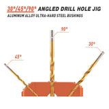 Neitra 30 45 90 Angled Drill Guide Jig for Cable Railing Lag Screw Kit Wood Post, Drilling Degree Angle and Straight Holes, Durable All Metal for Deck Stair Handrail Neitra