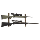 Allen Company Indoor Firearm Wooden Wall Mount - Heavy-Duty Gun Rack Display That Holds 2 Rifles/Shotguns - Hanging Storage for Home - Comes with Wood Blocks, Metal Hooks, and Screws - Brown/Black Allen Company