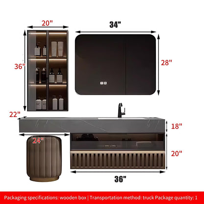 ZGNBSD Floating Bathroom Vanity - Bathroom Vanity with Sink & Makeup Space | Solid Wood Bathroom Vanity (60")