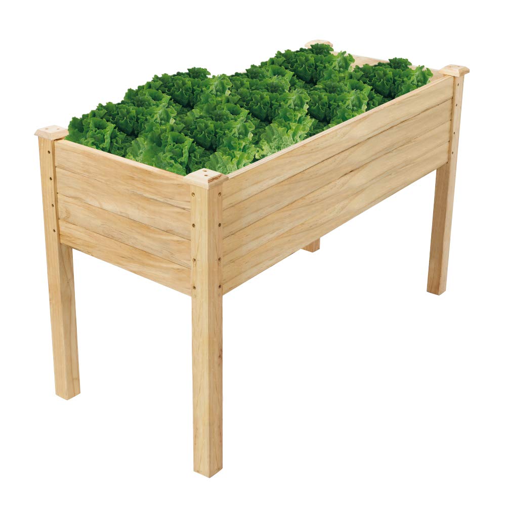 VINGLI Heavy Duty Raised Garden Bed with Bed Liner, Wood Elevated Planter with Legs for Vegetables Fruits Potato Onion Flower, Outdoor Sturdy Long Lasting Planter Box Kit (Elevated Without Wheels) VINGLI