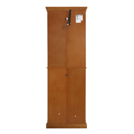 Royard Oaktree Lighted Curio Cabinet Wooden Display Cabinet with Adjustable Tempered Glass Shelves Vintage Accent Storage Cabinet with Mirrored Back & Tempered Glass Doors, Oak Royard Oaktree