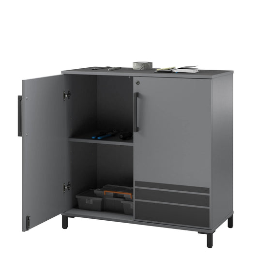 SystemBuild Evolution Shelby Garage Base Cabinet 2 Door, Graphite - WoodArtSupply