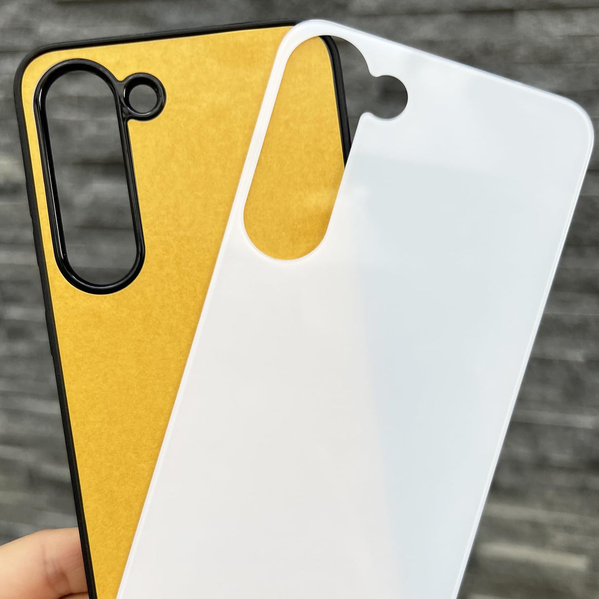 JUSTRY 5PCS Sublimation Blanks Phone Case Bulk Covers Compatible with Samsung Galaxy S23 5G, Support Wireless Charging, Easy to Sublimate DIY, 2 in 1 2D Soft Rubber Case + Tempered Glass Inserts JUSTRY