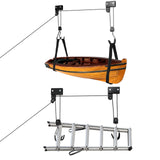 Therwen 2 Pack Kayak Hoist Lift Systems with 100 lb for Kayaks Canoes Surfboards Bikes Ladders Garage Storage Canoe Lift Pulley System Capacity Ceiling Mount Hoists Therwen
