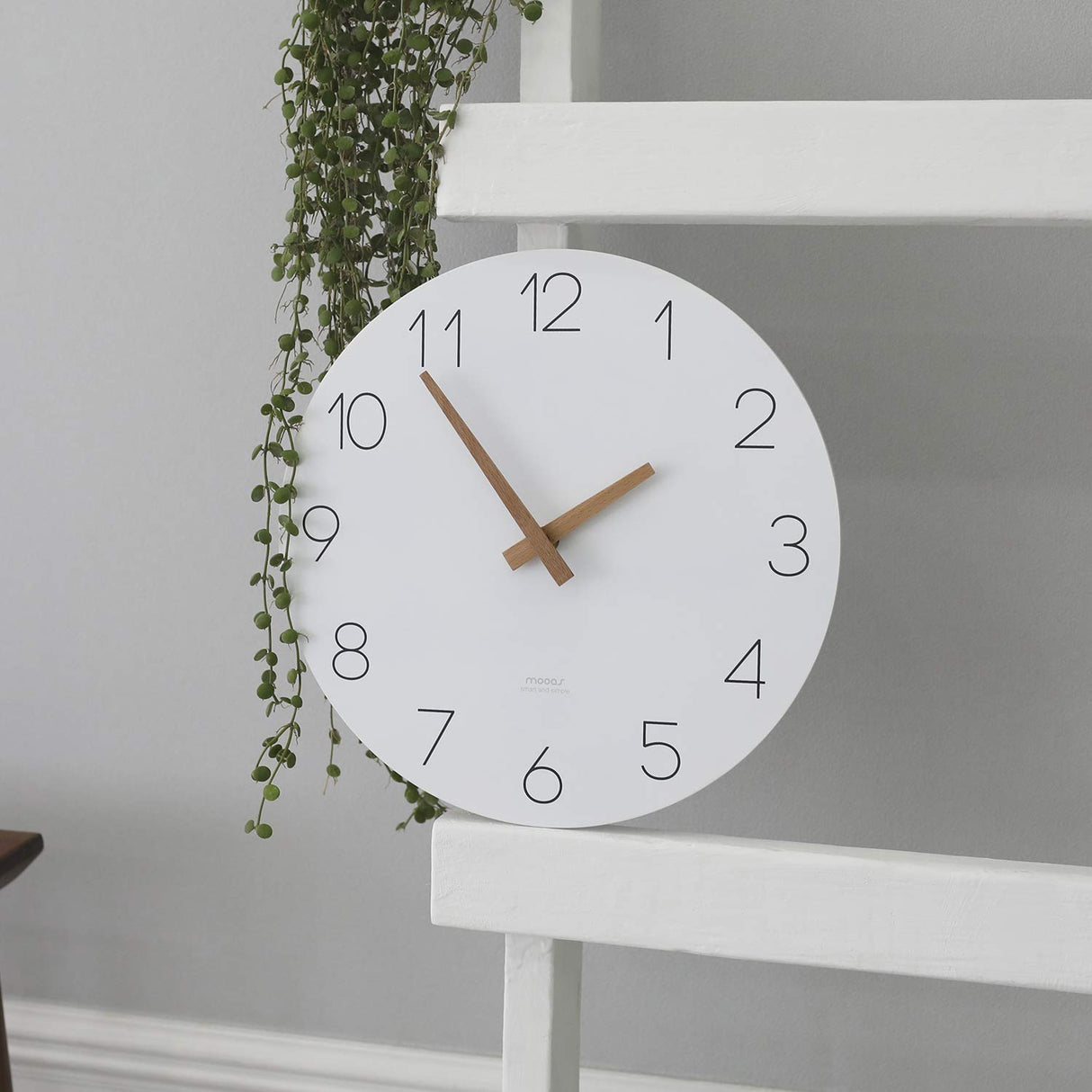 mooas Flatwood Wall Clock,12" Wood Wall Clock Non-Ticking Sweep Movement Decorative Wall Clock Battery Operated Wall Clock for Home Living Room Kitchen Bedroom Office School (Wood) mooas