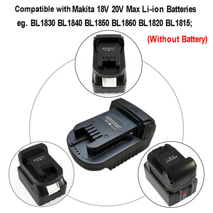 Battery Adapter for Makita to Milwaukee M18 18V Lithium Cordless Tool, Convert Makita 18V LXT Lithium Battery BL1860B/BL1850B/BL1830/BL1815 to Milwaukee 18 Volt Lithium-Ion M18 Battery Conver - WoodArtSupply