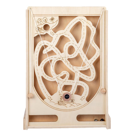 FOYTOKI Pinball Game Wooden Board Games Children Labyrinth Game Maze Puzzle Toys Interactive Maze Beads Game Wooden Maze Ball Game Toy for Kids Labyrinth Plaything Pirate Jigsaw Puzzle 3D FOYTOKI