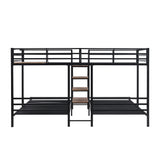Harper & Bright Designs Metal Triple Bunk Bed with Stairs, 3 Beds Bunk Bed, Twin Over Twin & Twin Bunk Bed with Storage Shelves Staircase, for Kids Teens Adults, Black Harper & Bright Designs