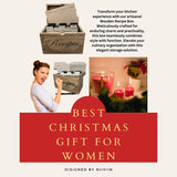 Wooden Recipe Box with Cards and Dividers - Large Rustic 4x6 Recipe Card Box, Wipe Clean Surface, Recipe Card Holder, 100 Double-Sided Cards, 20 Thick Dividers with Stickers, Charts, Complete Gift Set NIIVIIN