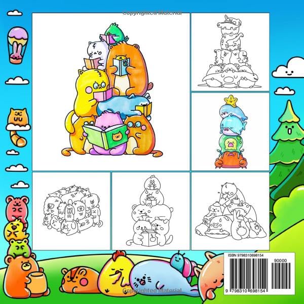 Kawaii Stacks Coloring Book: Cute Animal Coloring Pages for Adults, Kids and Teens with Bold and Easy Designs (Cute and Cozy Kawaii Coloring Books) Majosta
