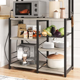 IDEALHOUSE Rustic Gray Bakers Rack with Power Outlet and Large Storage Capacity IDEALHOUSE