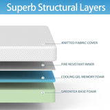 BreezeRest Full Mattress 6 Inch Memory Foam Mattress Bed in a Box,Medium Firm Cooling Gel Green Tea Full Size Mattress Colchones Full with Breathable Soft Fabric Cover CertiPUR-US Pressure Relief BreezeRest