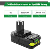 2Pack 18V 3.6Ah P102 Replacement Battery for Ryobi 18V Battery Lithium Compatible with Ryobi Battery 18v P102 P103 P104 P105 P107 P108 P109 P122 Compatible with Ryobi 18v Cordless Power Tools (Green) Eagglew