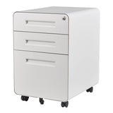 AFAIF 3 Drawer File Cabinet with Lock, Metal Filing Cabinets for Home Office, Small Rolling File Cabinet Under Desk Office Drawer Mobile Storage Cabinet fits Letter/Legal/A4 Size, White AFAIF